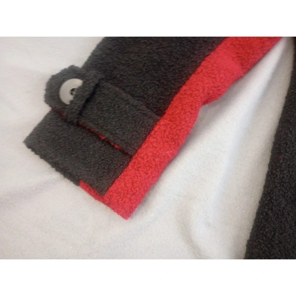 Mark Reed Red Black Statement Wool Trench Dress Jacket Size 12P Lined Old Money